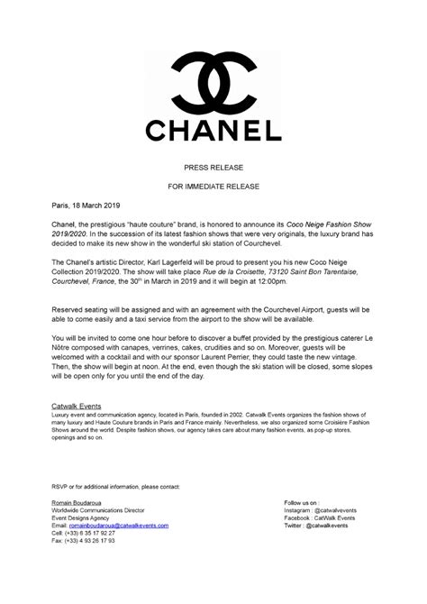 chanel press release.